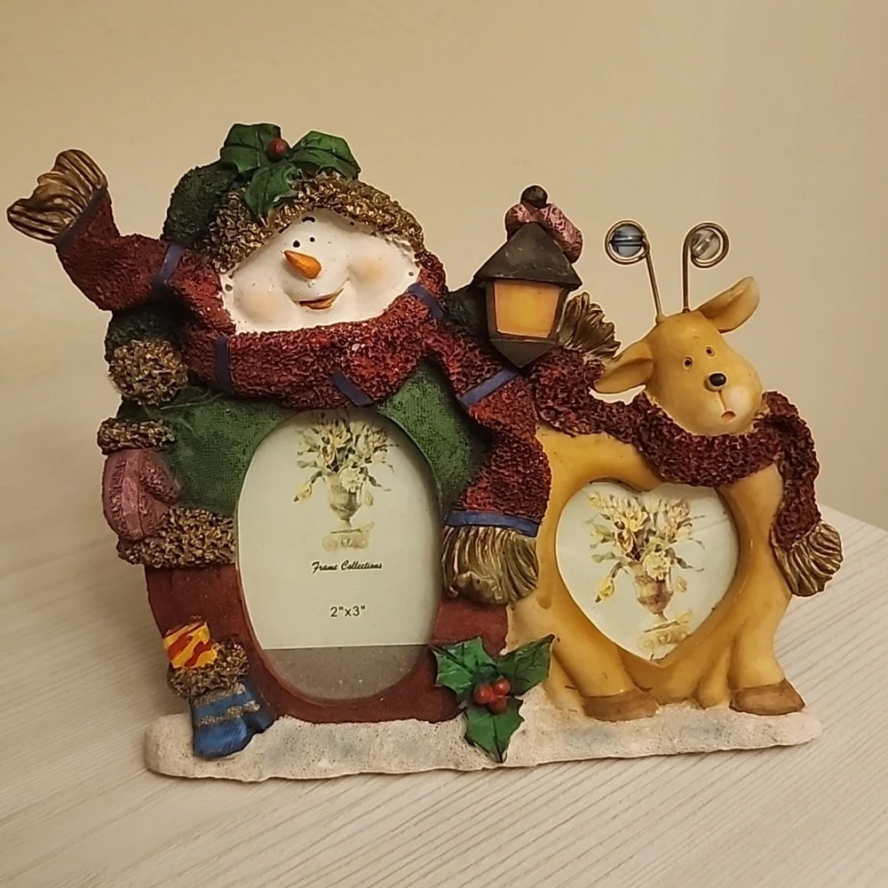 Snowman & Raindeer holiday photo frame